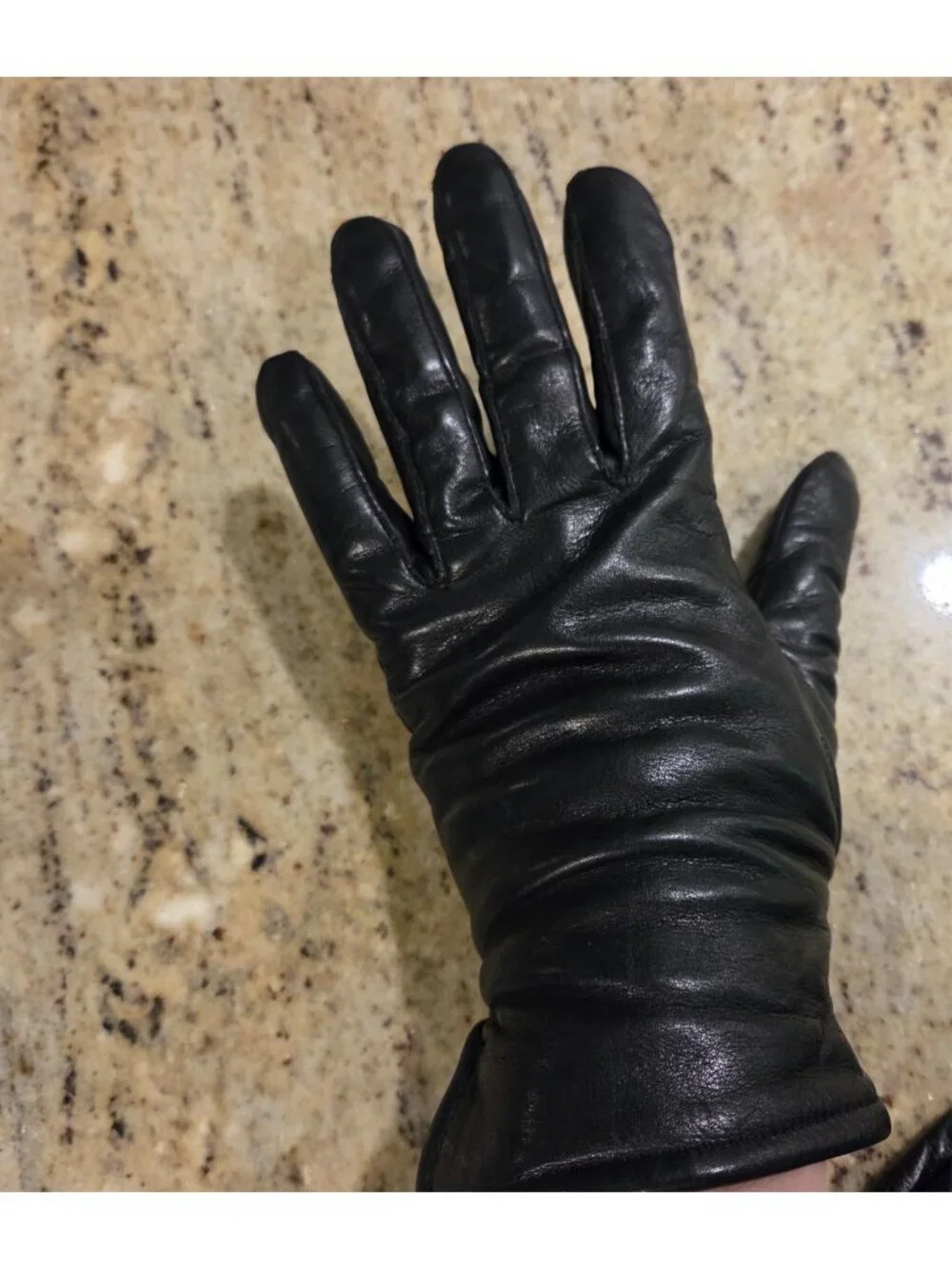 Vintage Womens Size S Black Leather Gloves Lined Moto Biker Winter